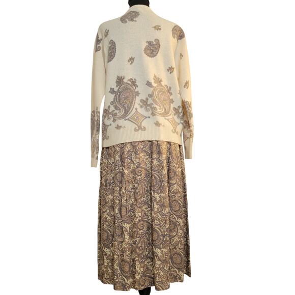 VTG Evan-Picone Petites Lambswool Angora Rabbit Paisley Cardigan Skirt 2pc Set☆M - Picture 3 of 14